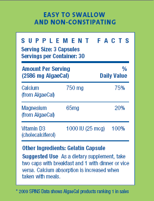 AlgaeCal Plant Calcium Supplement Facts
